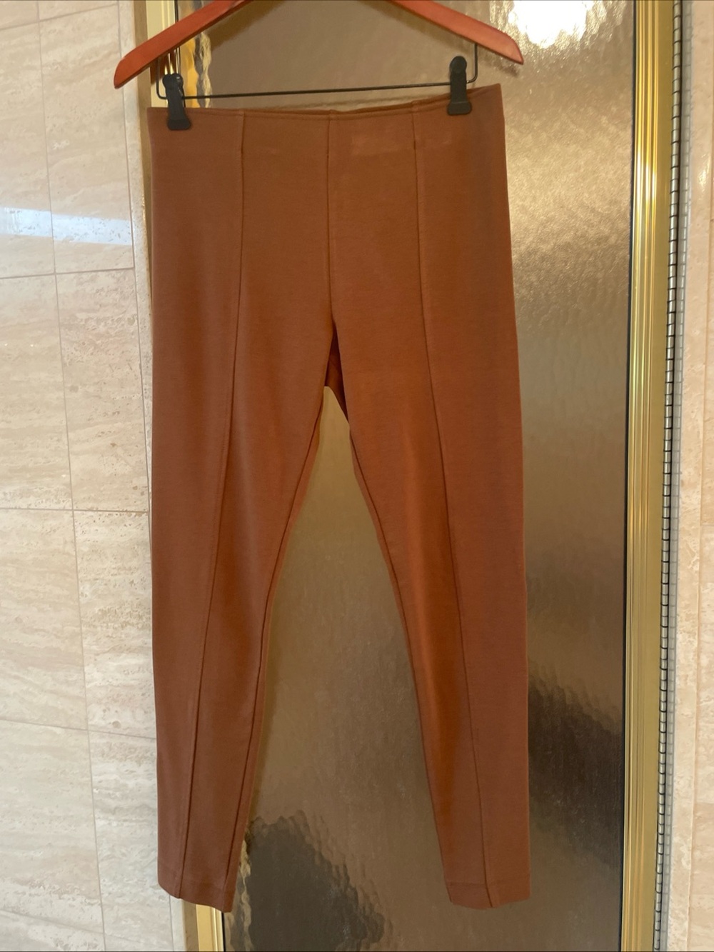 H&M Womens Cinnamon Brown Stretch Elastic Waist Pull On Ankle Pants Size Medium